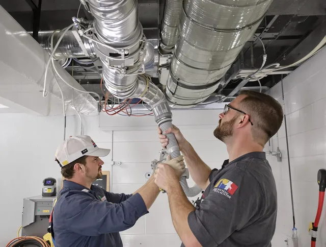 Westport Air Duct Cleaning technician performing thorough AC duct cleaning in Westport