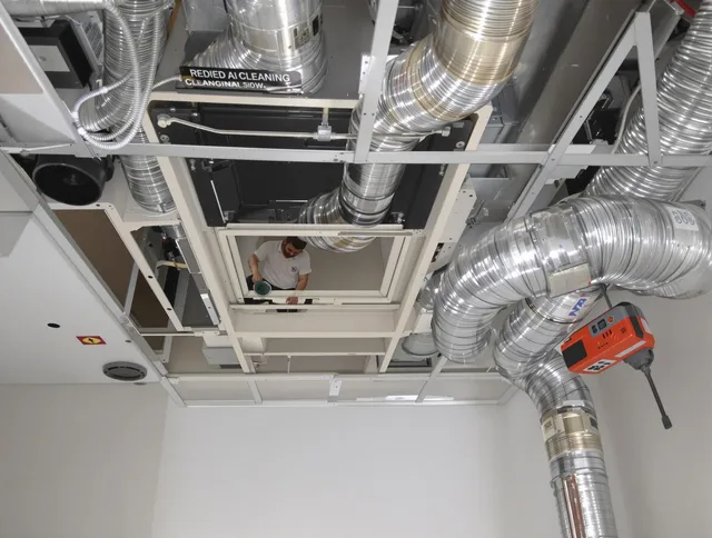 Westport Air Duct Cleaning technician performing detailed central duct system cleaning in Westport