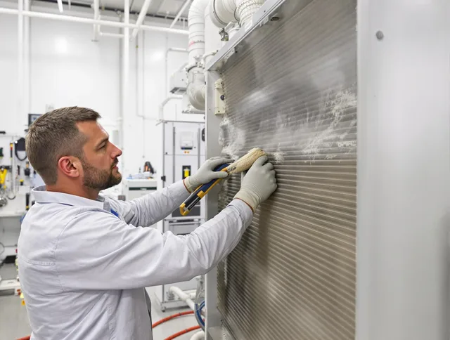 Westport Air Duct Cleaning technician performing precision commercial coil cleaning at a Westport business
